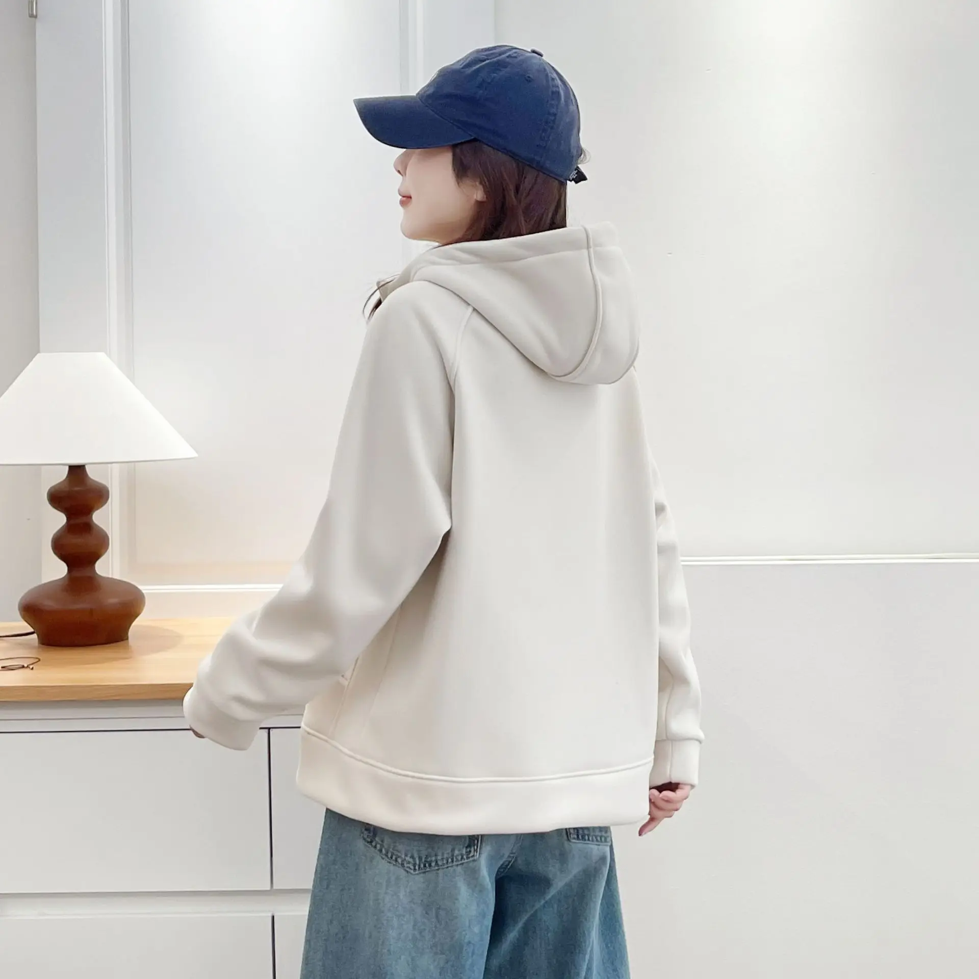 XXXXL Fashion Plus Size Women's Hoodies Coat Winter New Simple Casual Fleece And Thickened Warm Hooded Zipper Sweatshirt 8815