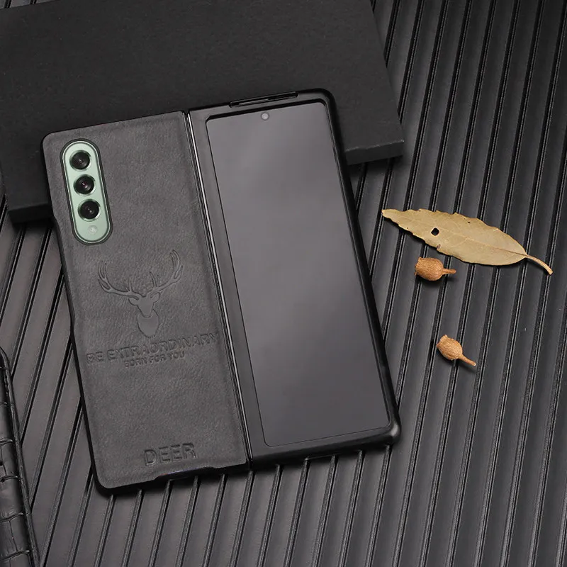 

Vintage Genuine Leather Case for Samsung Z Fold3 Case Luxury Business Shockproof Cover for Galaxy Z Fold 3 Case