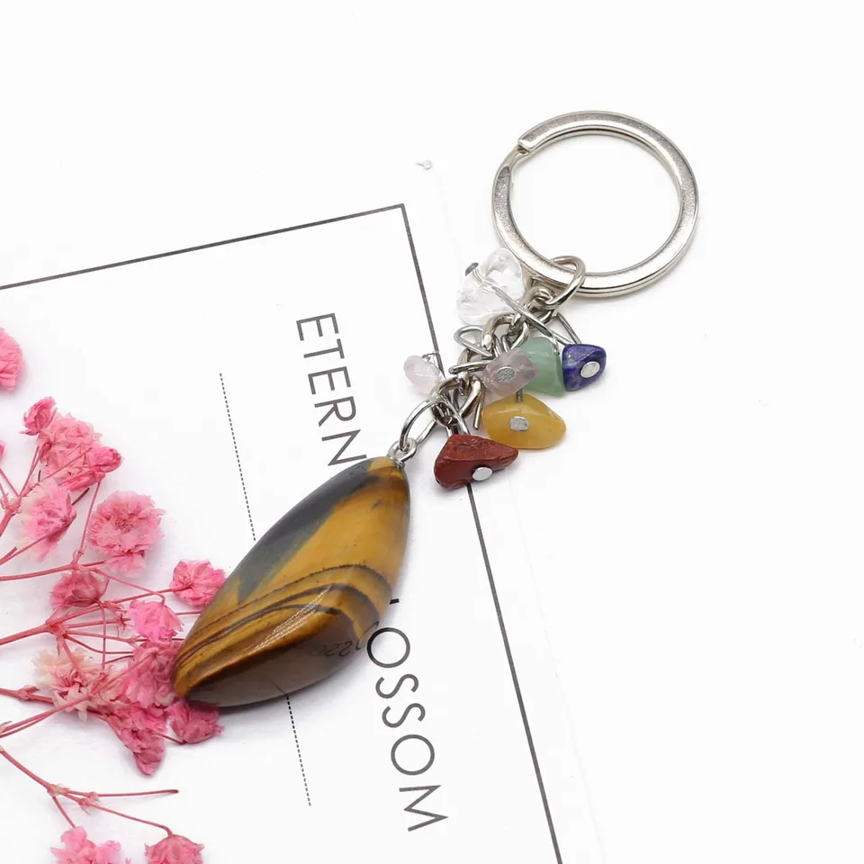 Lot De 12 Porte-clés / Breloques Avec Pierres Précieuses - Cristal De Guérison Reiki - Neuf