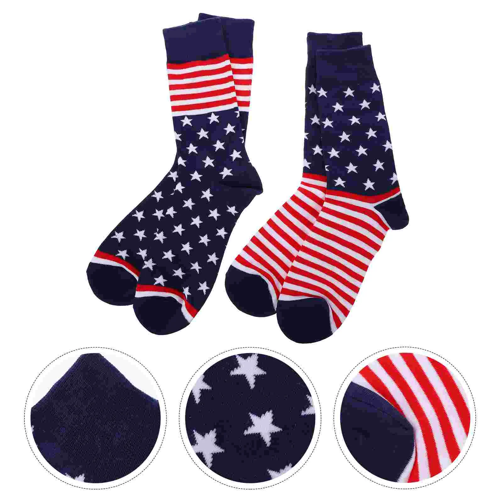 

2 Pairs Men's Socks America Flag Fashion Street Cotton Stockings Tube and Women