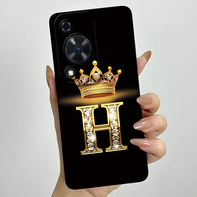 Crown Initial Letter Couple Phone Case - Soft Silicone TPU Lens Protective Casing