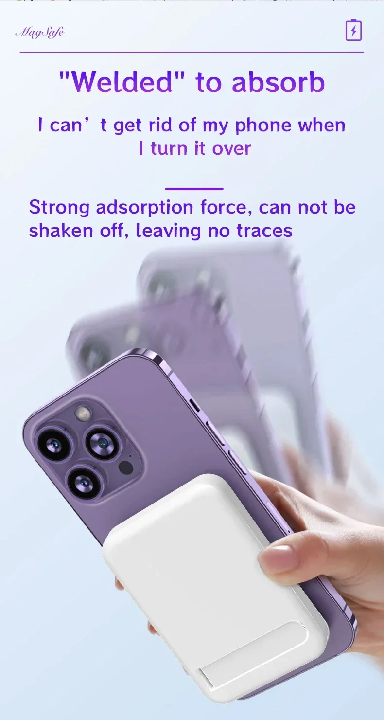 New Magnetic Power Bank External Auxiliary Spare Battery for IPhone 12 13 14 15 Portable Wireless Charger with Bracket Powerbank 8 S164c1511f0eb4bf284ac6f21898dd6edF