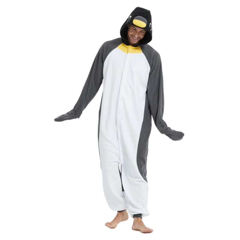 Adult unisex animal pengu cosplay game costume kigurumi one piece pajamas halloween christmas party hooded cartoon pajamas