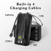 20000mAh Power Bank Portable Charger Backup LED Digital Display External Battery 4in1 Cable Mobile Power 2
