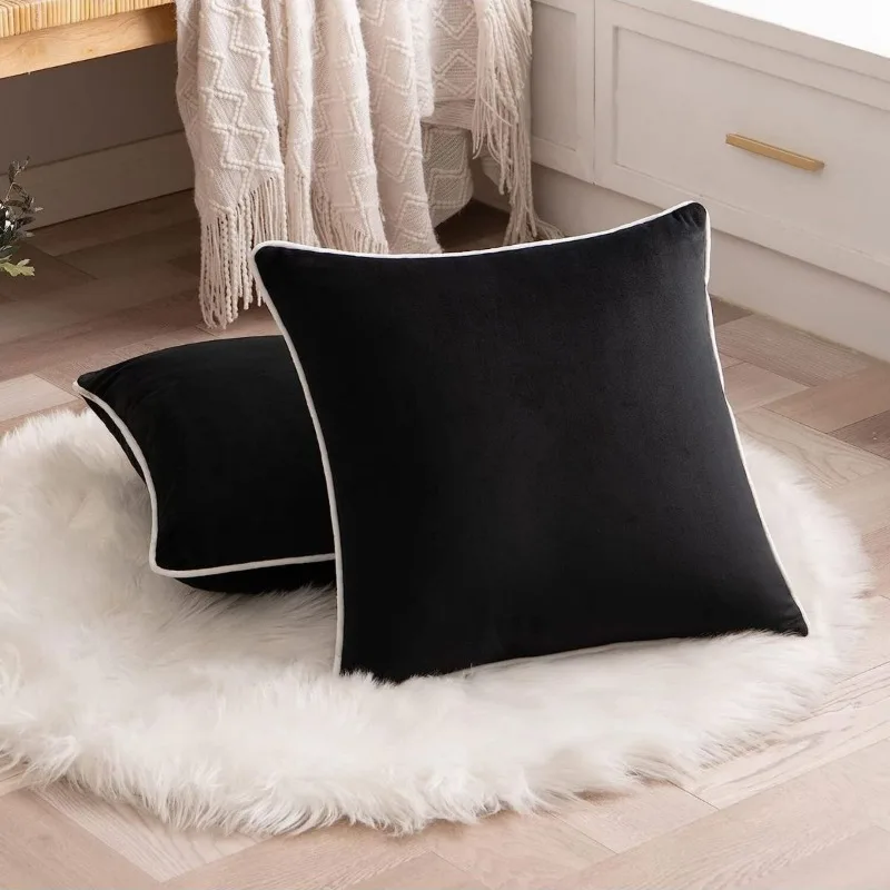 Solid Color Velvet Pillow Case Soft Dutch Velvet Cushion Cover for Sofa Bedroom Office & Living Room Elegant & Luxurious Decor 2