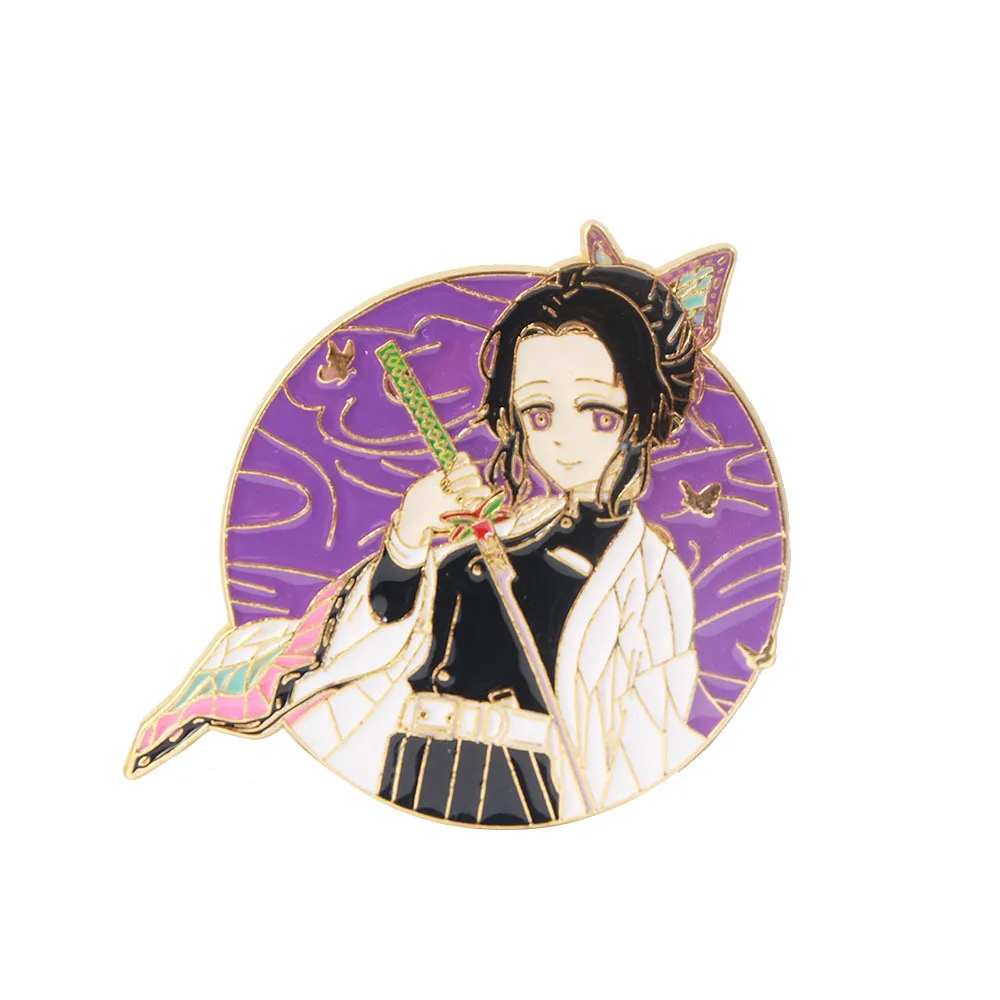 8-tlg. Demon Slayer Badge Pins Set - Nezuko, Shinobu, Mitsuri Cosplay