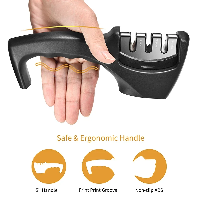 3 Stages Knife Sharpener Professional Kitchen Sharpening Stone Tungsten Steel Ceramic Sharpener Kitchen Tools Knives Accessories