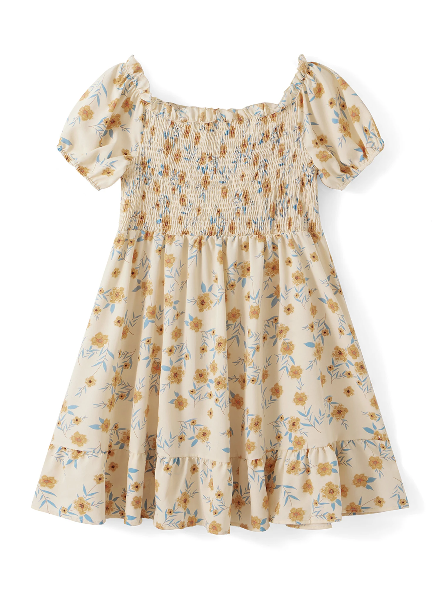 Elegant Plus Size V-Neck Maxi Dress with Ruffle Hem and Floral Print Perfect for Summer Parties and Beach Vacations