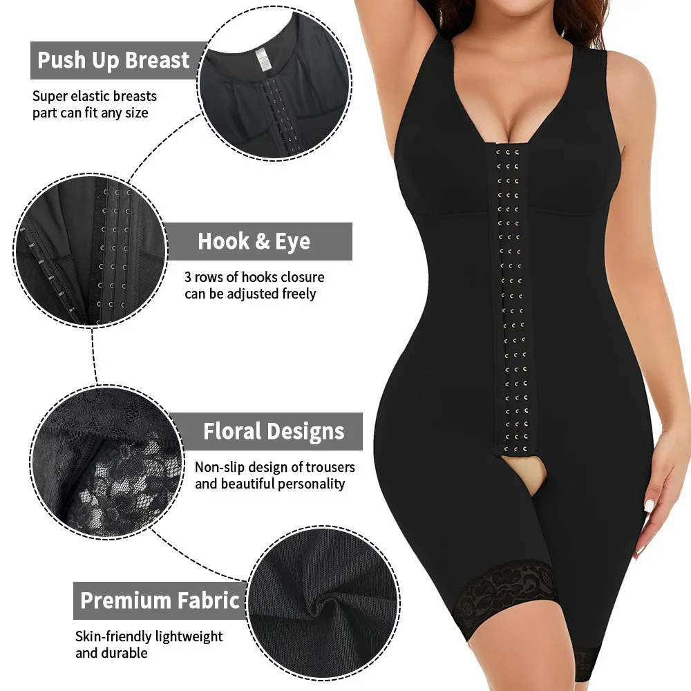  Girdle Faja Premium Body Shaper for women thong Half bodysuit  natural shape Black : Clothing, Shoes & Jewelry