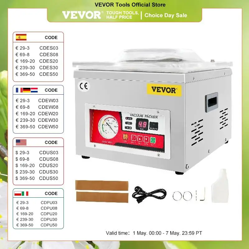 VEVOR Food Vacuum Packing Machine Commercial Chamber Vacuum Sealer DZ vevor-food-vacuum-packing-machine-commercial-chamber-vacuum-sealer-dz