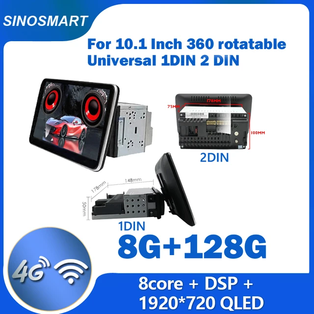 Sinosmart-Autoradio Android, Navigation GPS, Écran QLED 2.5D, 10.1 ",  Rotatif à 360 °, Universel, 1 DIN, 2 DIN - AliExpress