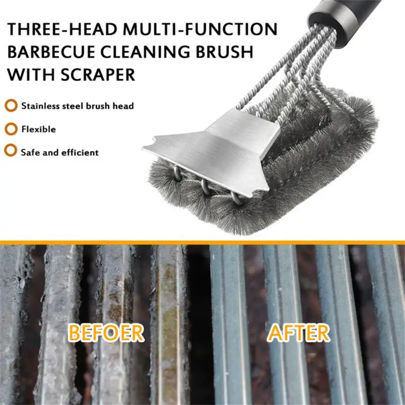 Stainless Steel Safe Grill Brush and Scraper with Deluxe HandleGrill Cleaner Brush Bristle Grill