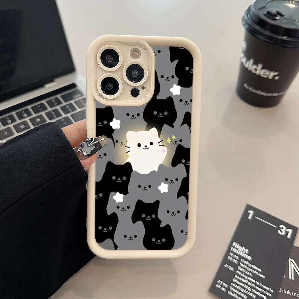 Adorable Cartoon Cat Silicone Phone Case Cover