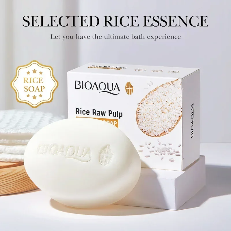 Hand-made Rice Soap Rice Mud Essence Bath Body Moisturizing Oil Control Facial Cleansing Care Whitening Moisturizing Soap Tools