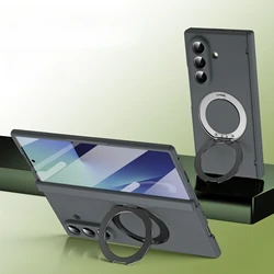 Luxury Rotating Stand with Wireless Charging Matte Back Cover - Galaxy Z Fold 8 Ultra (Gray)