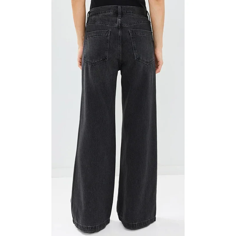 2025 Lady Chic Fashion Straight Leg Jeans Women Slim Fit Stretch High Waisted Denim Pants Female Retro Pink Beige Cheap Trousers 5