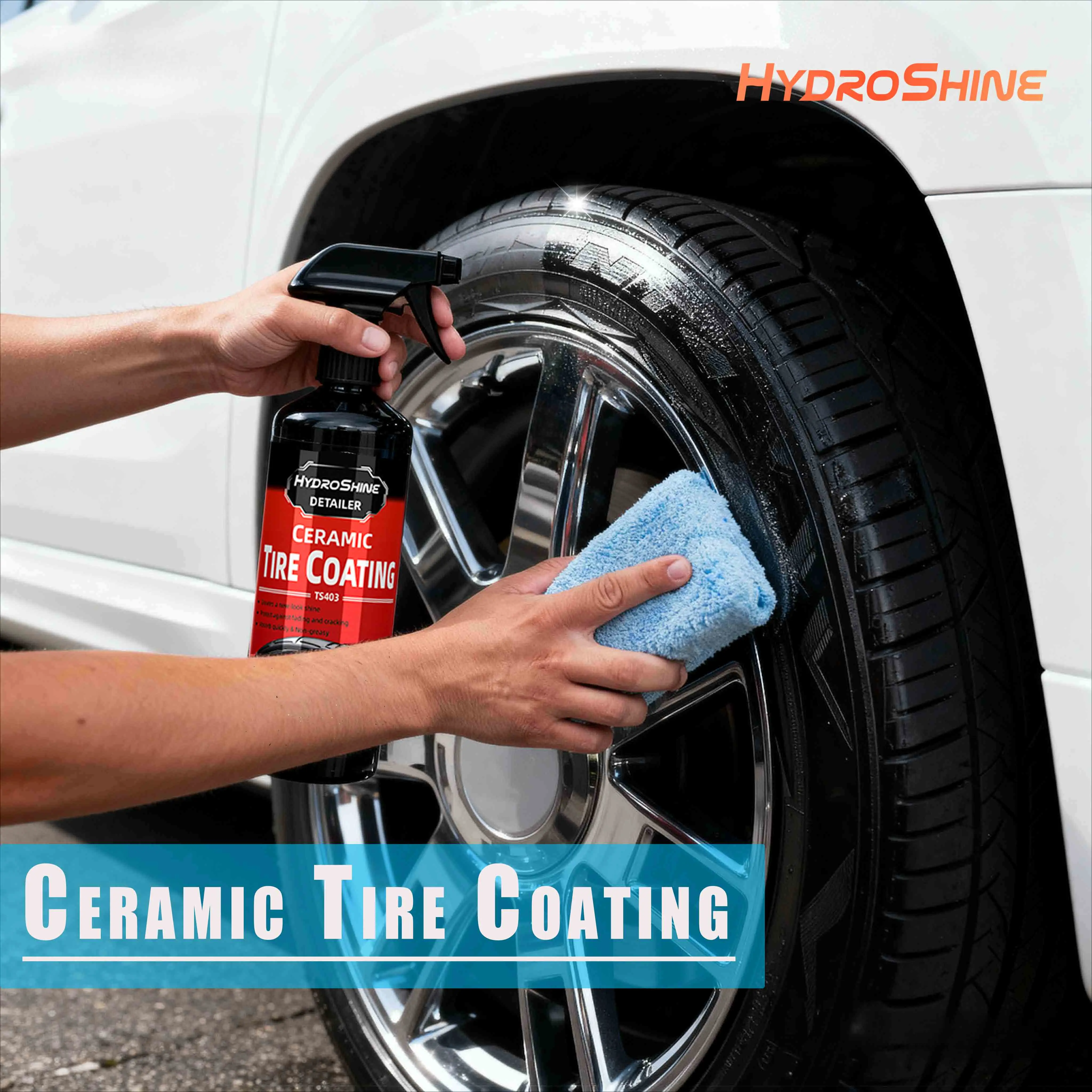 Hydroshine Ceramic Tire Coating Shine Spray Hydroshine Ceramic Tire Coating Shine Spray Tyre Gloss Plastic Rubber Wheel Restorer Long Lasting Hydrophobic Cleaner Seal Wax