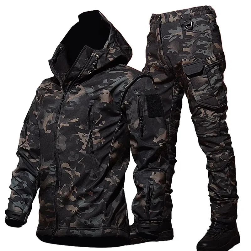 Outdoor Fleece Warm Sets Men Winter Shark Skin Soft Shell