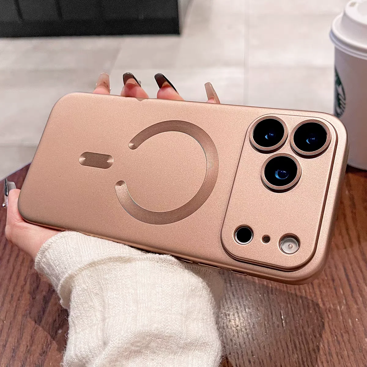 Metallic Magnetic Soft Case with Lens Protection and Wireless Charging Compatibility