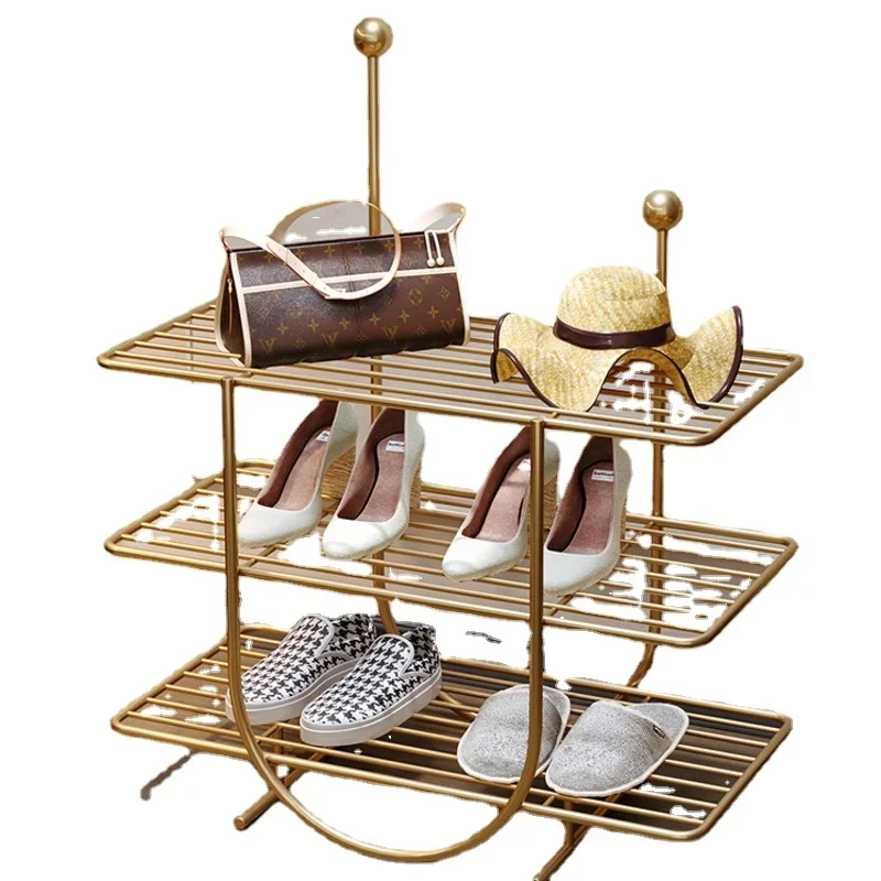 

Light Luxury Iron Art Entry Shoe Stand Simple Multilayer Metal Shoe Rack Organizer Home Indoor Web Celebrity Shoe Cabinet