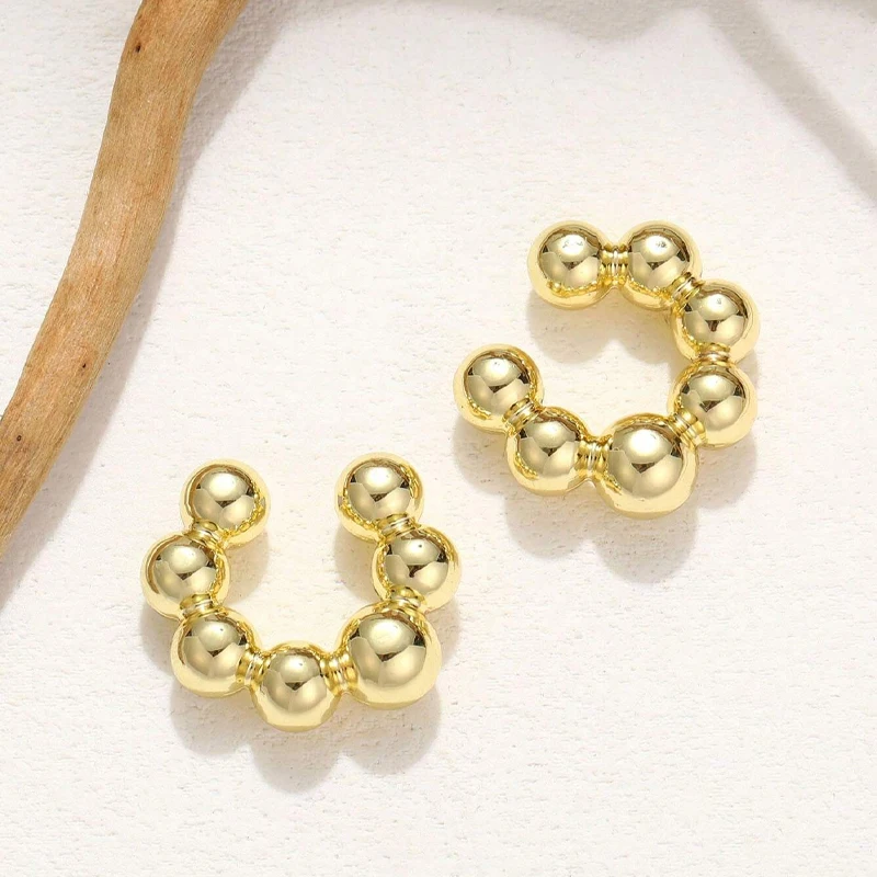 3pcs Exaggerated Geometric Earrings Set for Women Fashion Gold Color Metal Earring Clip Holiday Dating Daily Jewelry Gifts 2024