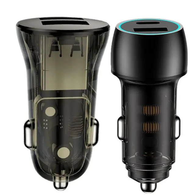Cars Double Port Socket Cell Phone Socket Adapter Double Type-C And USB-A Port 48w Cell Phone Car Charger For Cars Trucks SUV 4