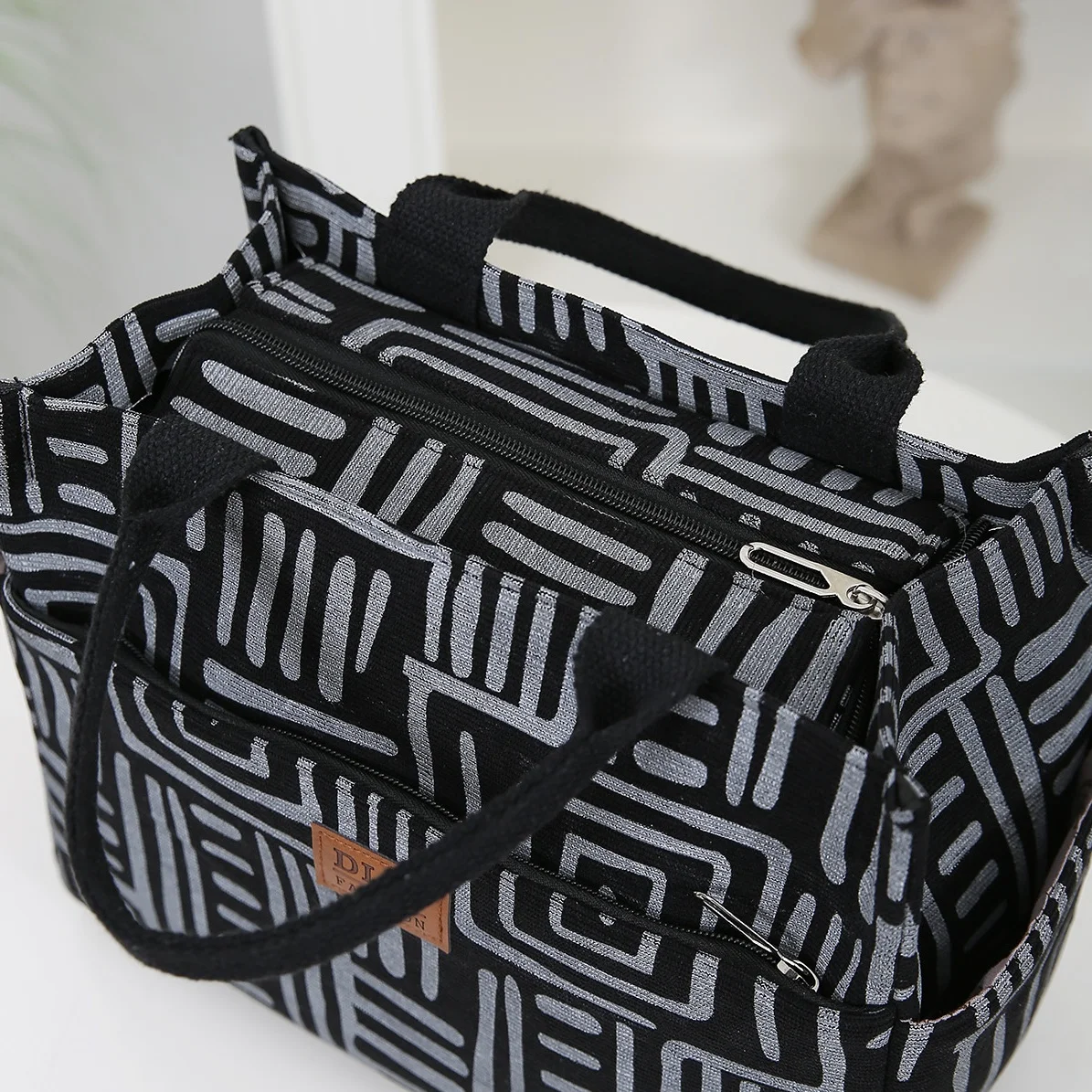 Cord-Lunch-Tasche mit Folieneinsatz, Lunchbox-Tasche, Handtasche, Tragetasche, Handschuh-Tasche mit großem Fassungsvermögen – Detail 12