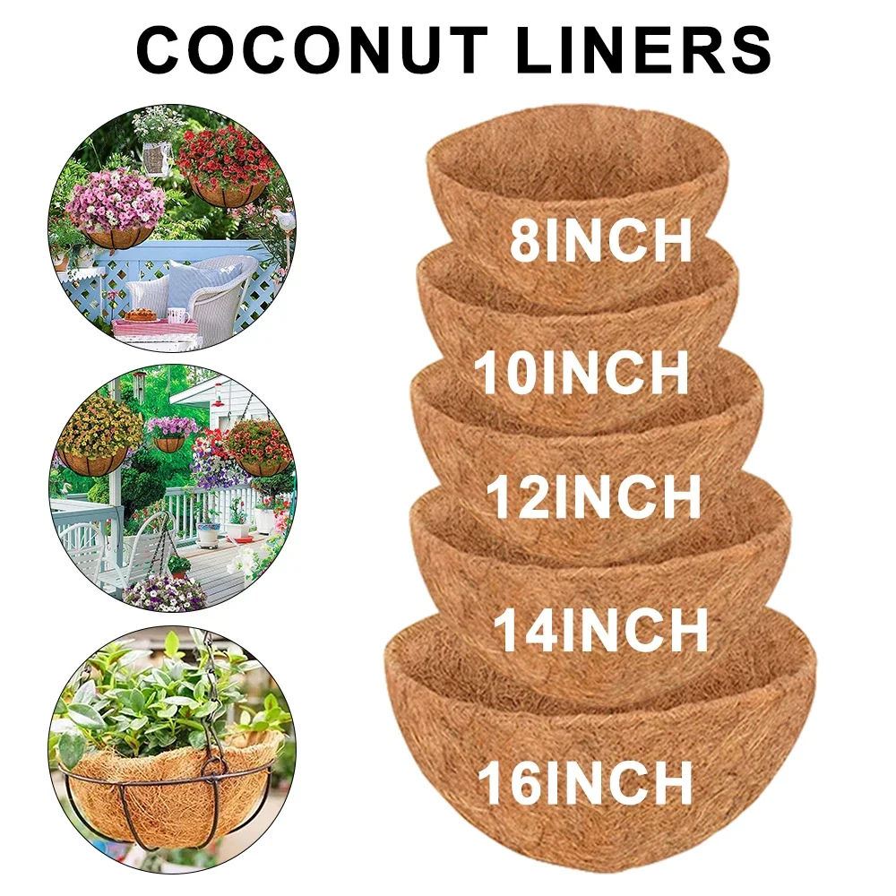 Description Picture 4 of item100% Natural Coconut Fiber Liners Thick Coconut Liners for Planters Round Hanging Basket Liners Replacement Liners for Garden