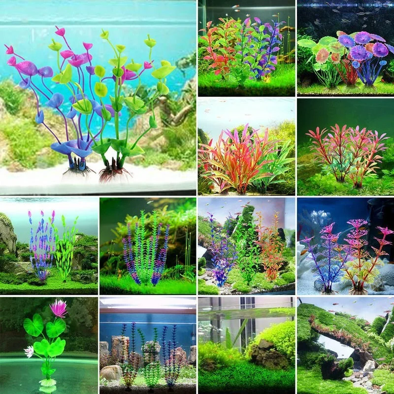 Artificial Aquarium Plants 1pc 5-12CM Grass Aquarium Decoration Water Weeds Ornament Plastic Plant Fish Tank Aquarium Decoration Accessories