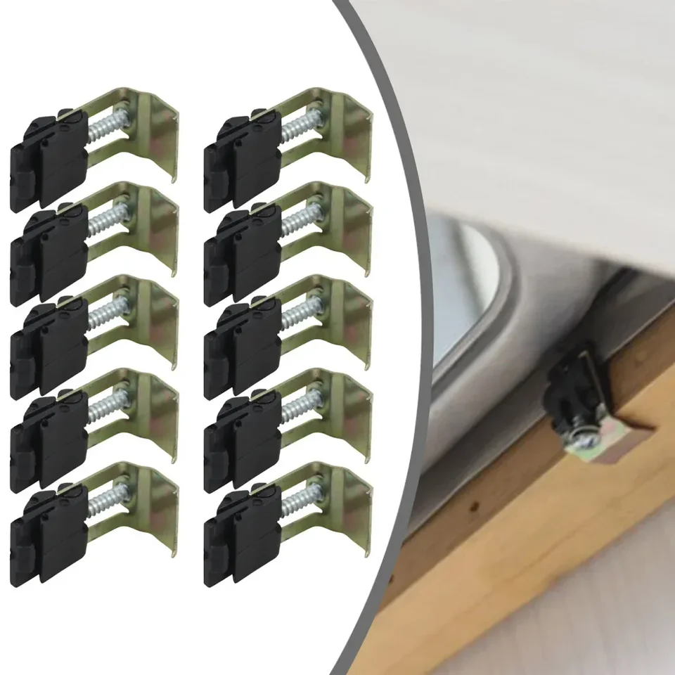 QWORK Unterbau-Waschbecken-Clips – 10 Stück, Verzinkter Stahl, Bis 136 Kg Haltekraft, Einfach Zu Installieren