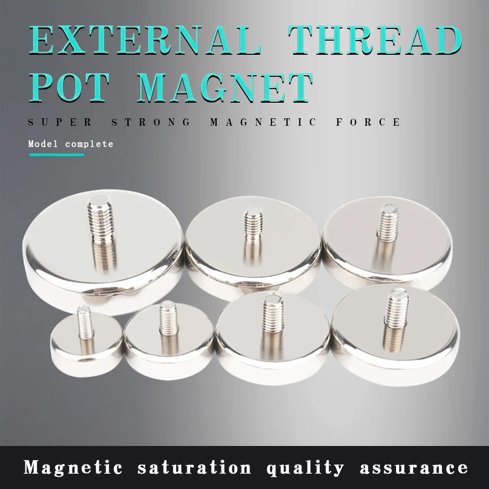 Sterke Externe Draad Pot Magnetische Neodymium Ijzer Boor Externe Tand Magnetische Zuignap Met Schroefbasis Magnetische Pot