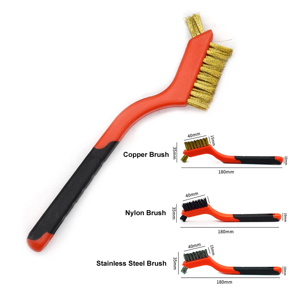 7 Inch Industrial Cleaning Brush Brass Nylon Stainless Steel Wire Hard Bristle Brush Rust Remover Cleaning Gap Hand Tools cleaning brush,wire brush,stainless steel wire brush,wire cleaning brush,cleaning tool