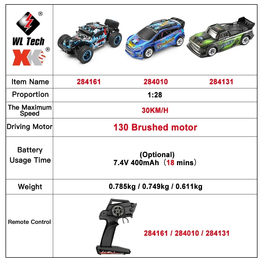 WLtoys 1:28 284010 284161 2.4G 레이싱 미니 RC카, 30 km/h 4WD 전기 고속 리모컨 드리프트 장난감, 어린이 선물