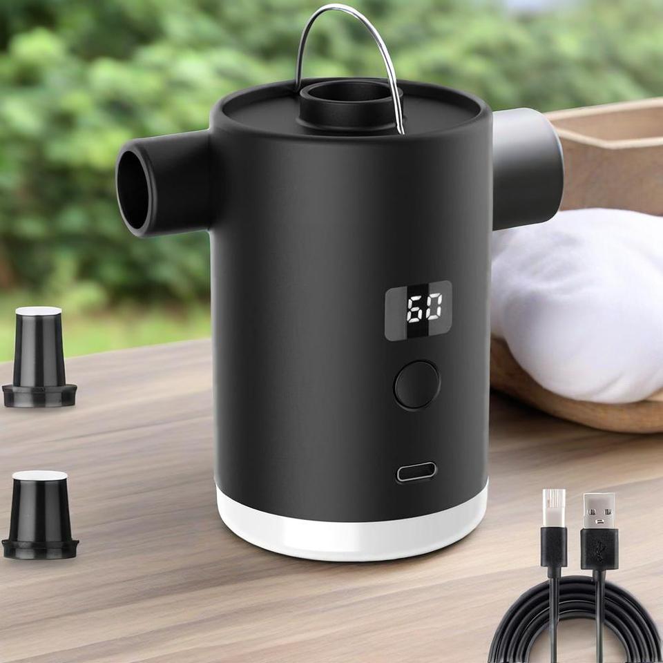 Outdoor electric air pump, portable camping inflatable pump, air cushion, swimming ring, fast charging and pumping motor