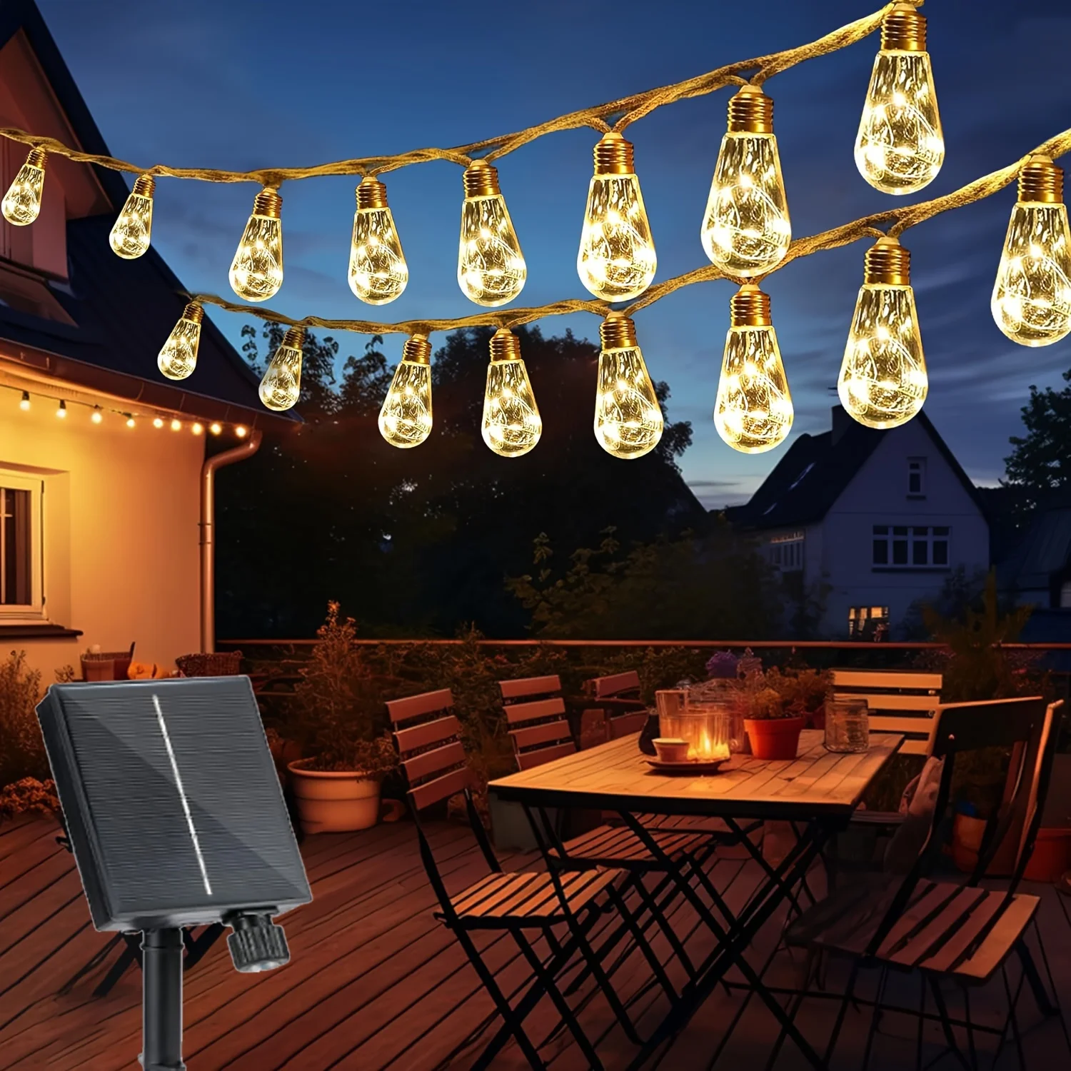 1/2PCS Solar LED String Lights 8M 16 Bulbs Retro Hemp Rope Fairy Lamp for Garden Patio Camping Christmas Decor Holiday Lighting