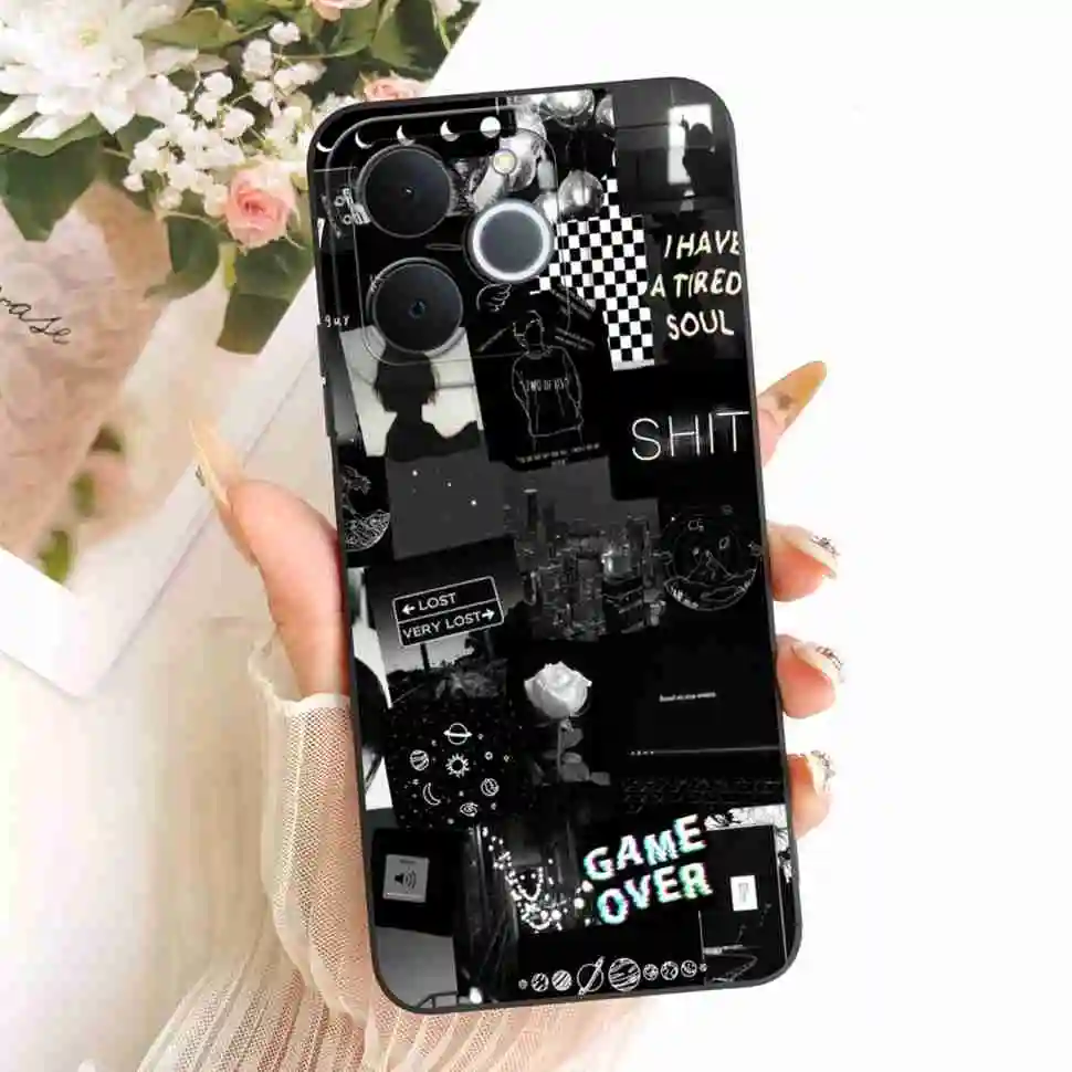Cat Painted Soft Silicone Phone Case - Stylish Protective Back Cover Shell