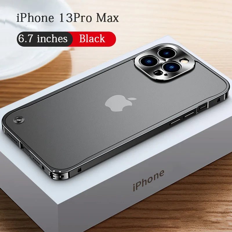 thumbnail image 1 of Luxury Electroplated Metal Frame Case For iPhone 11 12 13 Pro Max 12 13 Mini Acrylic Back Plate Lens Protective Cover Phone Case, 1 of 5