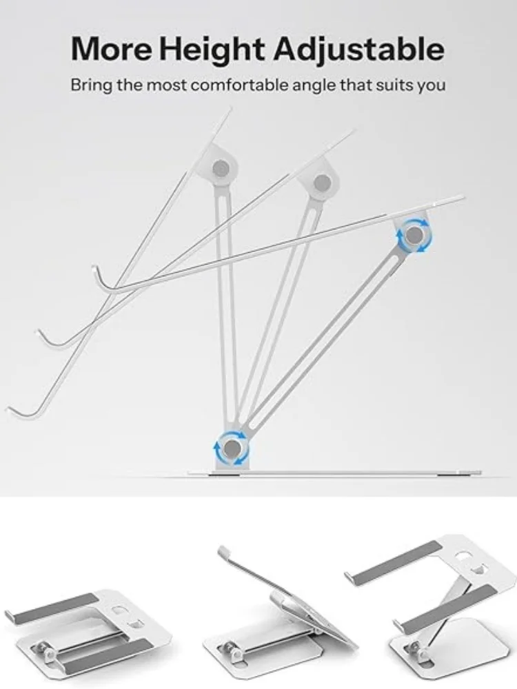 iDock Folding Computer Stand with Adjustable Height, Ventilated Aluminium Alloy Riser Compatible with All 10-16 Inch Laptop