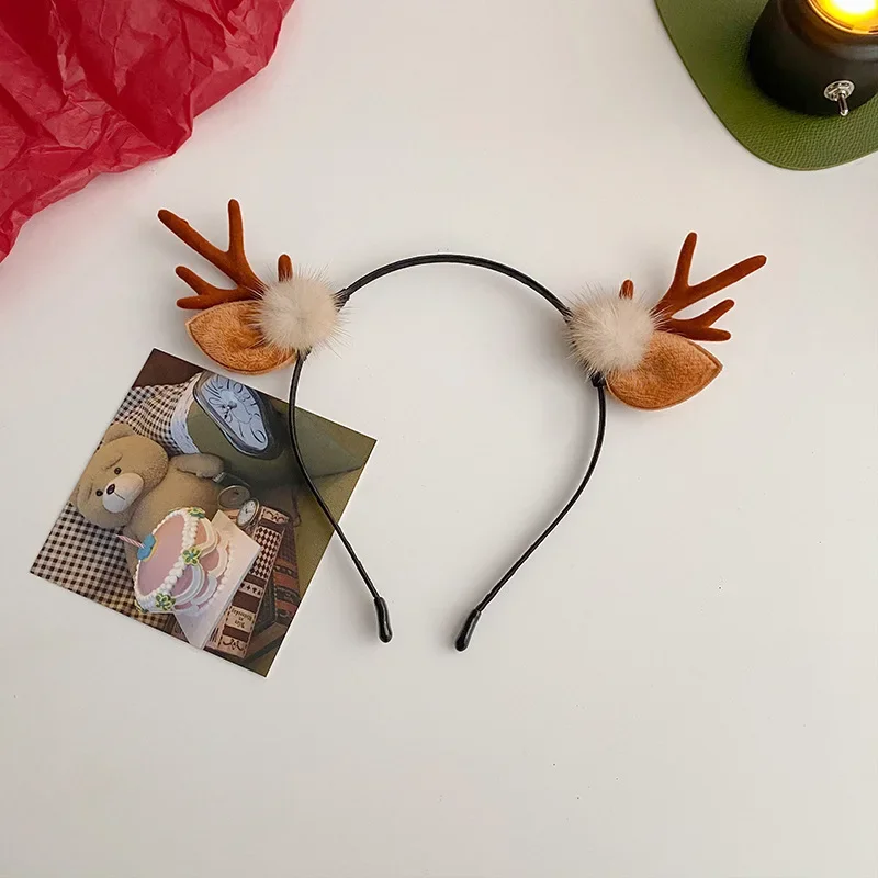 Diadema Con Cuernos De Ciervo Y Orejas De Felpa – Disfraz De Reno Para Navidad, Halloween Y Cosplay, Talla Única Para Adultos