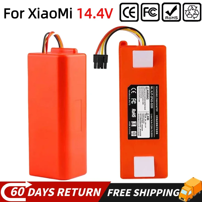 

14.4V 12800mAh BRR-2P4S-5200S Lithium Battery for XIAOMI 1S 1ST Roborock SDJQR01RR Sweeping Mopping Robot Vacuum Cleaner