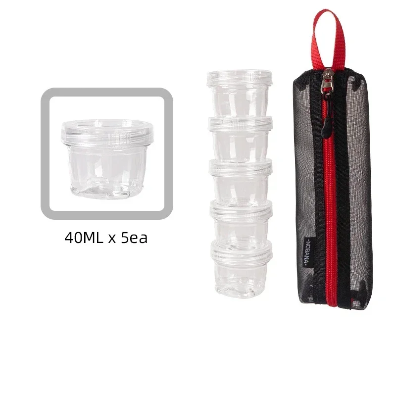 Compact Travel Spice Kit with 5 Clear Bottles and Carrying Bag
