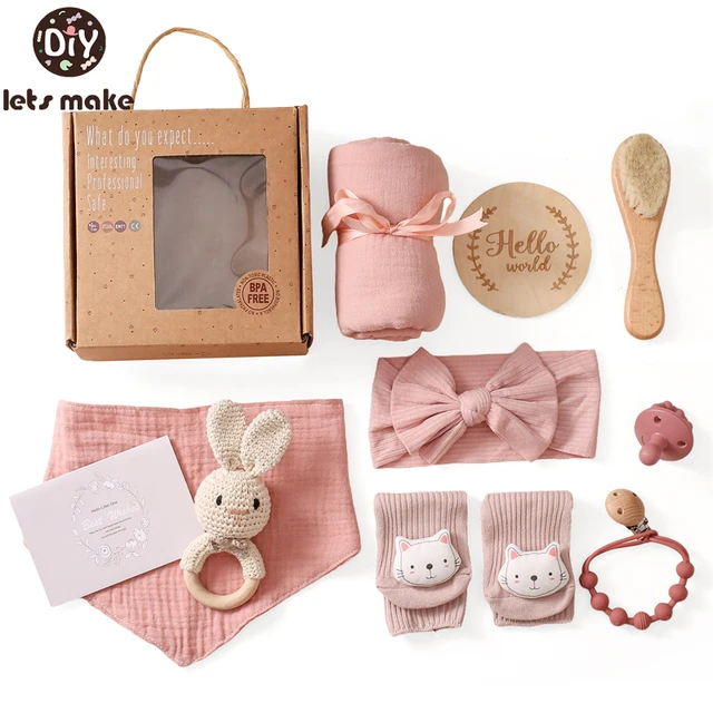 Baby Bad Set Decke Holz Bürste Meilensteine Geschenk
