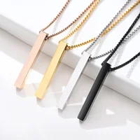 Vnox 5mm Pillar Necklace for Men Women, Stainless Steel 3D Bar Pendant, Minimalist Simple Casual Unisex Neck Collar 5