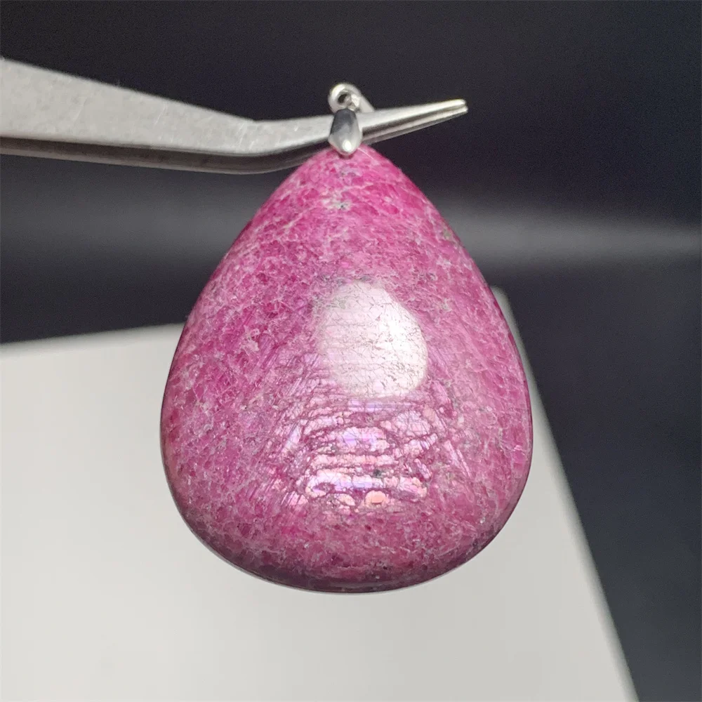 Natural Zoisite Pendants for Women Green Fuchsite Red Ruby Necklaces Fashion Jewelry Water Drop Healing Beads 925 Silver Stones