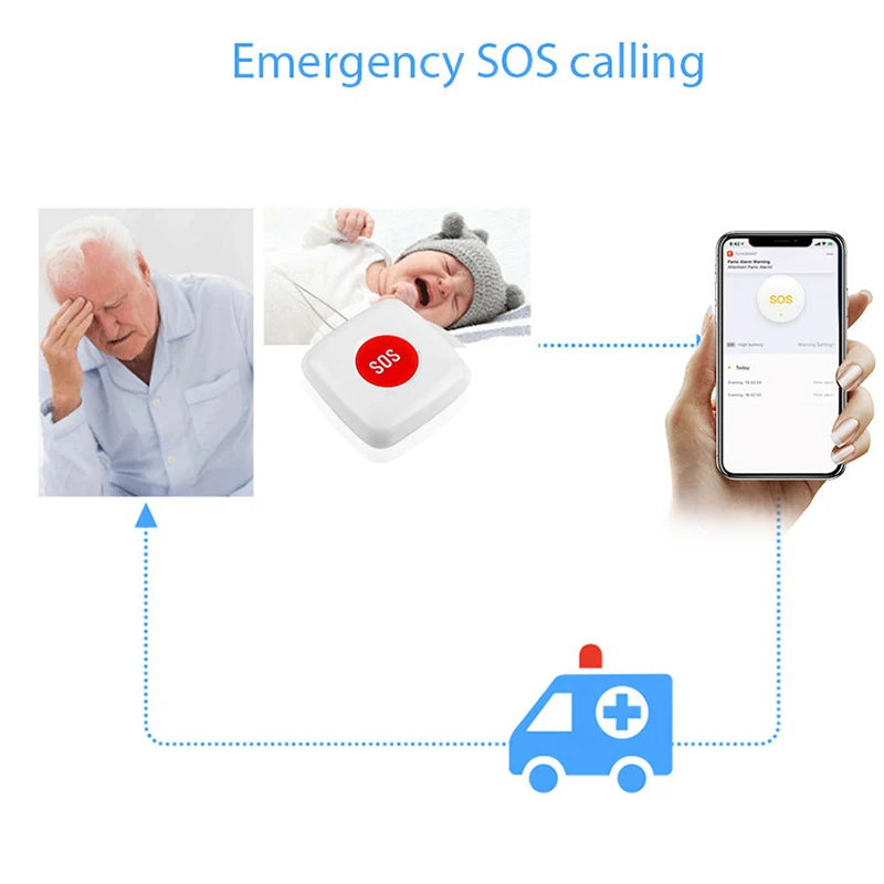 1PC WIFI Panic Button For Elderly Alarm Wireless SOS Button Emergency Panic Designed Compatible With Home Burglar Alarm
