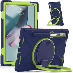 Heavy Duty Tablet Case with 360° Rotatable Handle Grip for P11 Pro Gen2 TB - 132 (Navy Blue - Aqua)