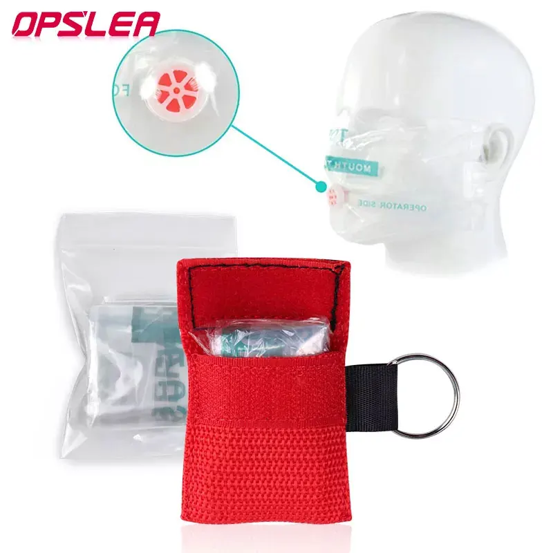 50 Pz Portachiavi Pronto Soccorso Emergenza Visiera Maschera Cpr Strumenti Sanitari Jetting Cpr Rianimatore Maschera Valvola Unidirezionale