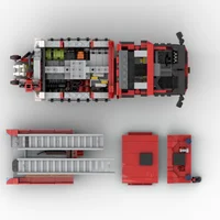 1019PCS MOC City Fire Truck Building Blocks Set Transport Vehicle Rescue Tower Ladder Model Bricks Assembly Toys Kid Boy Gift 6