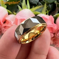 iTungsten 8mm Dropshipping Two Tone Face Ring Nice Tungsten Wedding Band For Men Women Stepped Polished Finish Comfort Fit - Image 2