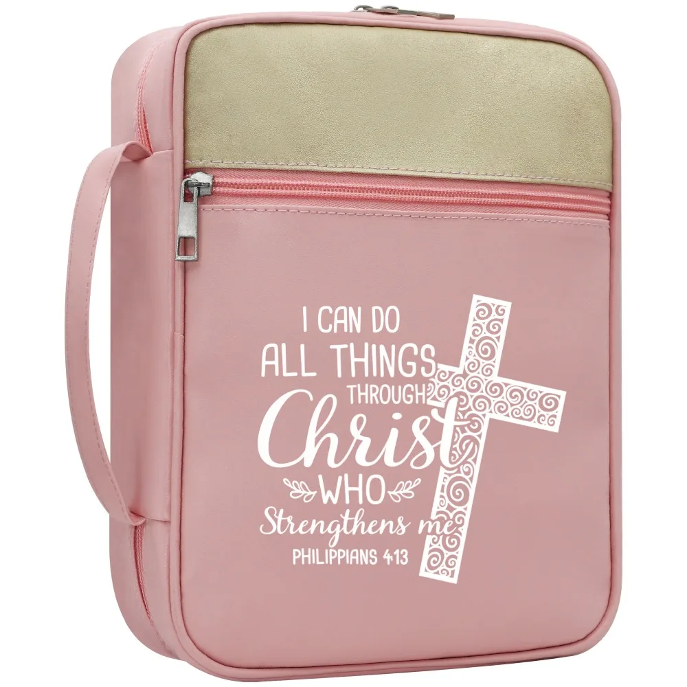 Inspirational Bible Cover with Handle and Zipper Closure